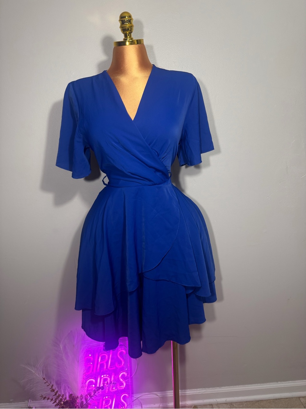 Royal Blue Wrap Skater Dress